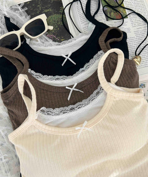 フェイクレイヤードリボンキャミソール