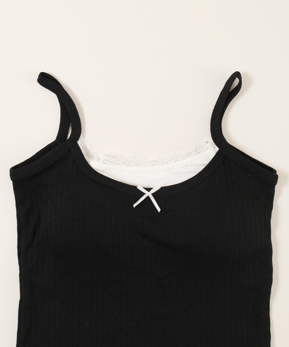 フェイクレイヤードリボンキャミソール