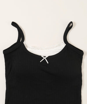 フェイクレイヤードリボンキャミソール