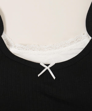 フェイクレイヤードリボンキャミソール