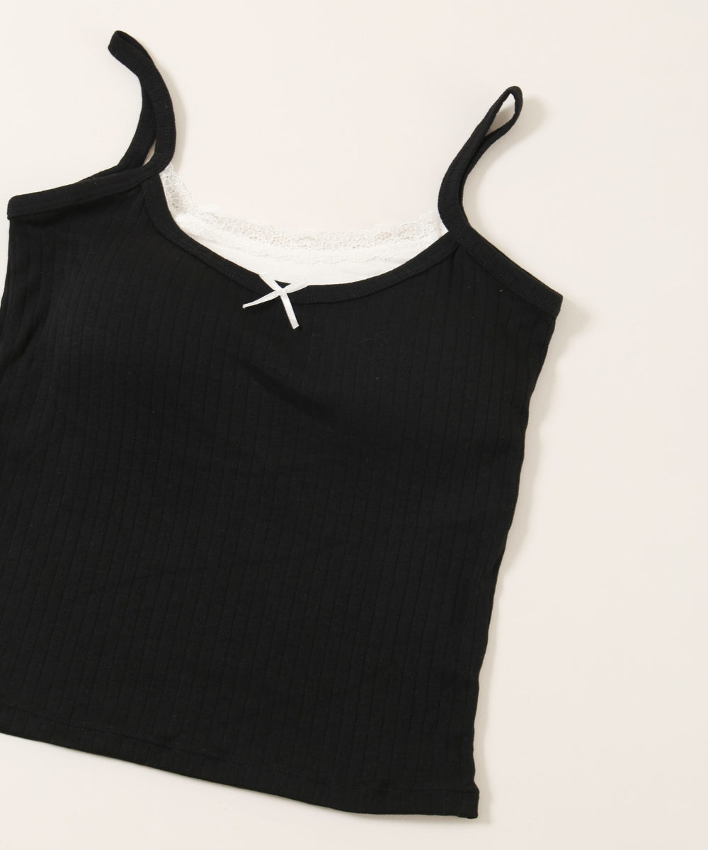 フェイクレイヤードリボンキャミソール