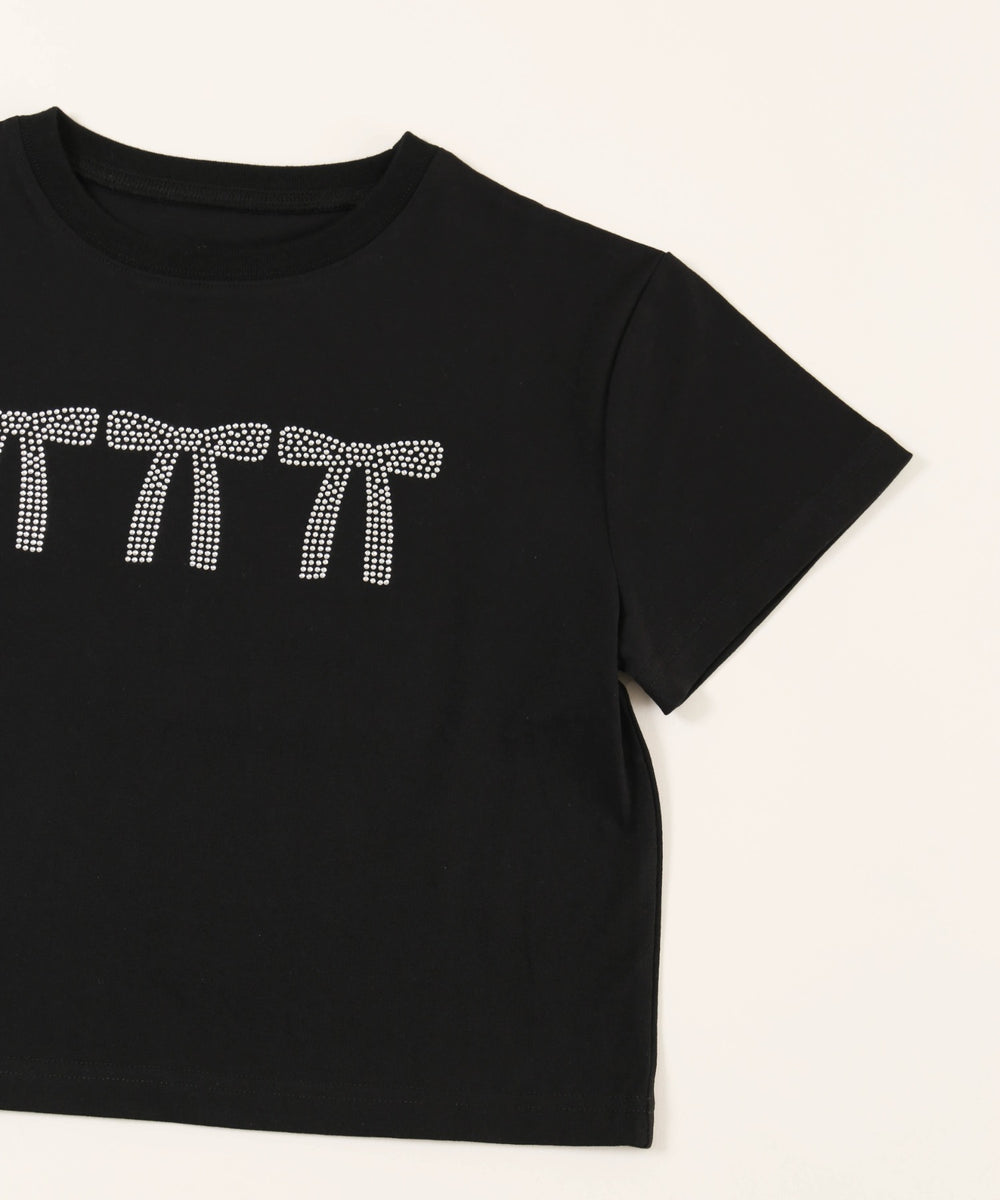 ビジューリボンTシャツ