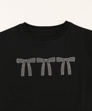 ビジューリボンTシャツ