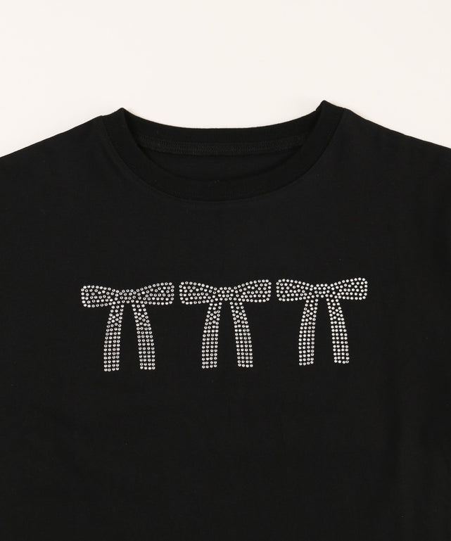 ビジューリボンTシャツ
