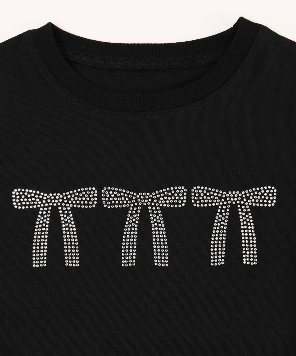 ビジューリボンTシャツ