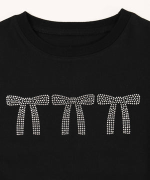 ビジューリボンTシャツ