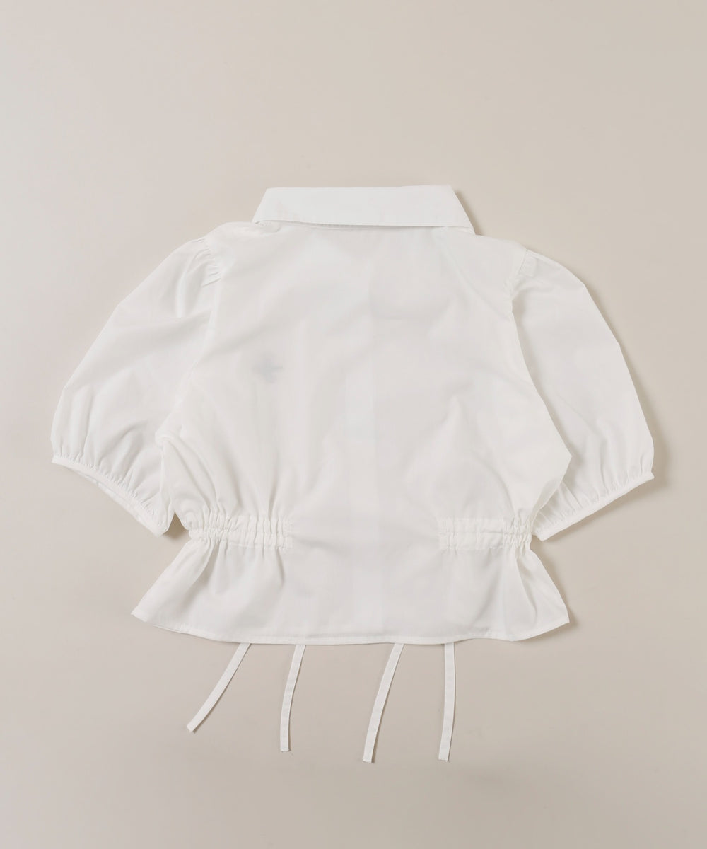 ウエストリボンパフスリーブブラウス