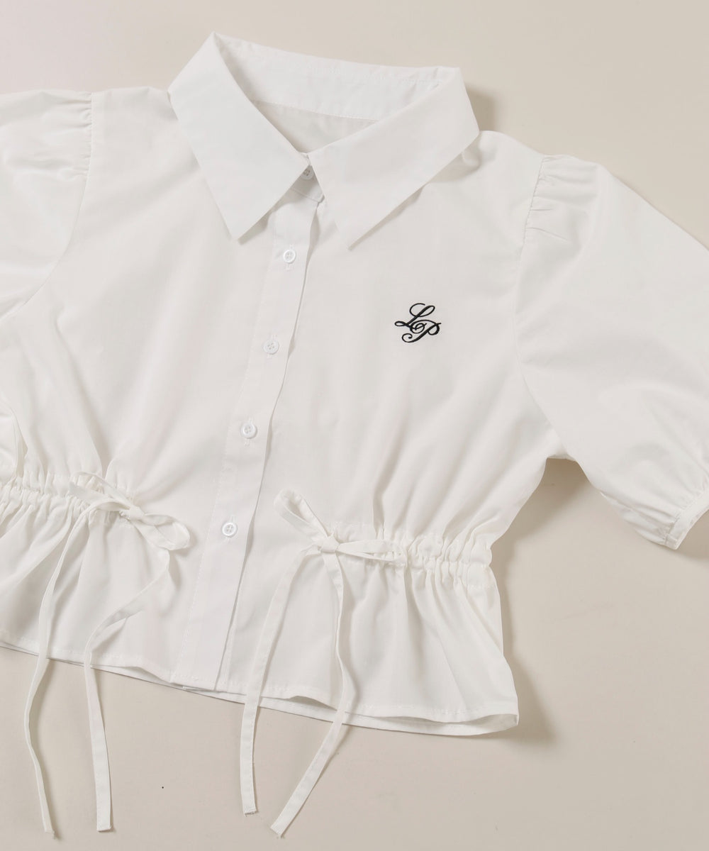 ウエストリボンパフスリーブブラウス