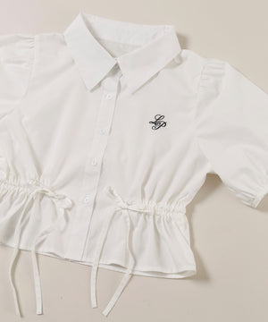 ウエストリボンパフスリーブブラウス