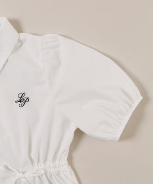 ウエストリボンパフスリーブブラウス