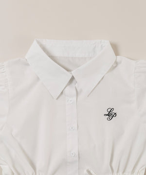 ウエストリボンパフスリーブブラウス