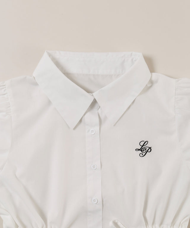 ウエストリボンパフスリーブブラウス