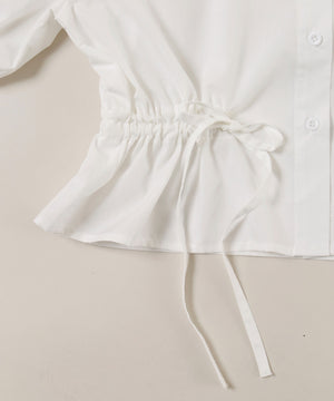 ウエストリボンパフスリーブブラウス