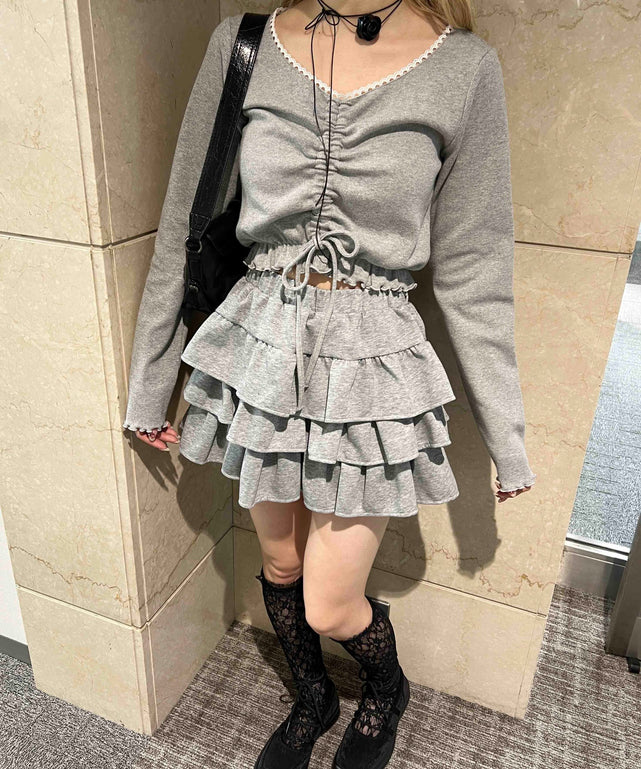 レースパイピングドロストトップス