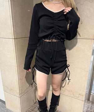 レースパイピングドロストトップス