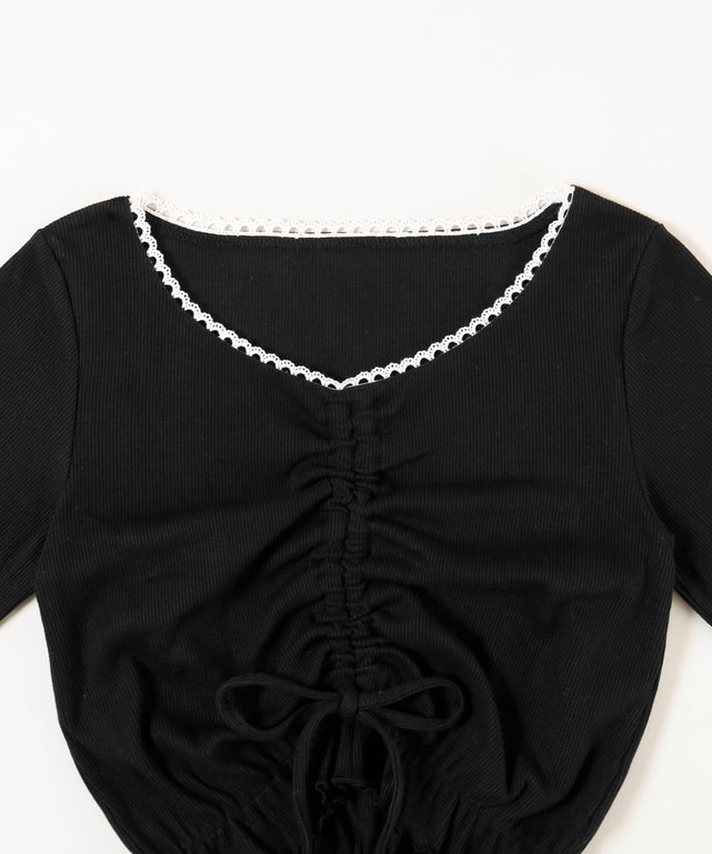 レースパイピングドロストトップス