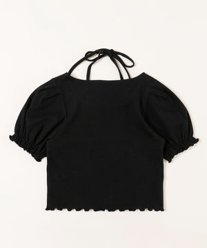 レースパイピングリブトップス