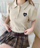 ハートワンポイントポロシャツ/ベージュ モデル：160㎝ F着用