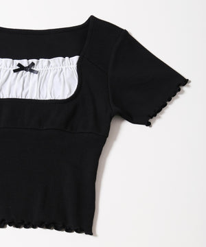 レイヤードリブトップス