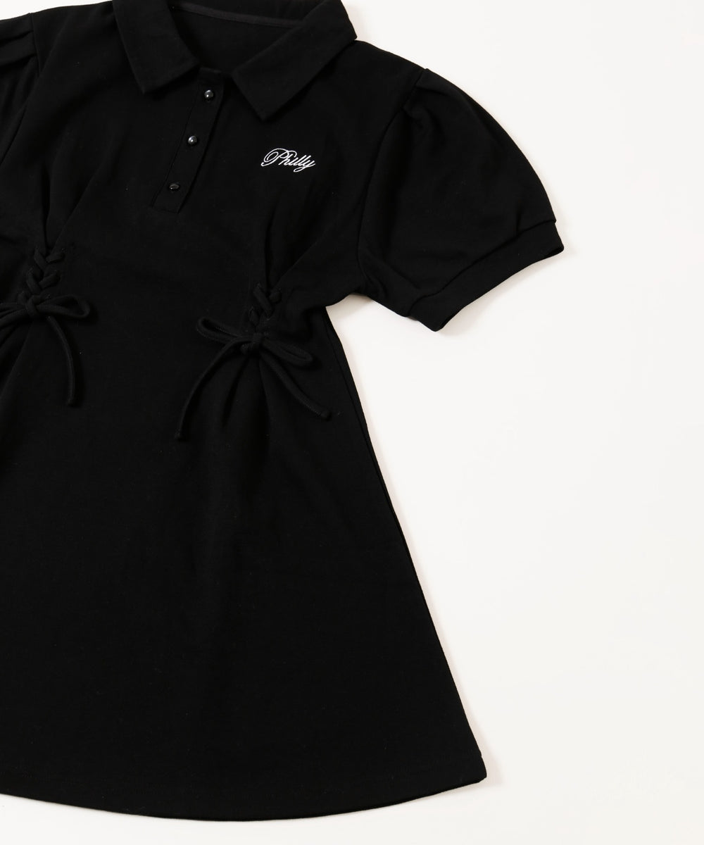 レースアップポロワンピース