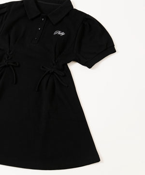 レースアップポロワンピース