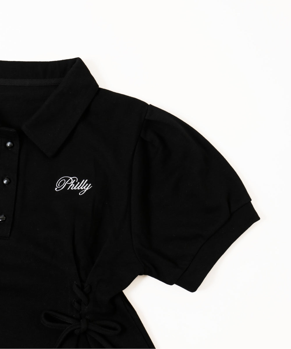 レースアップポロワンピース