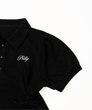 レースアップポロワンピース