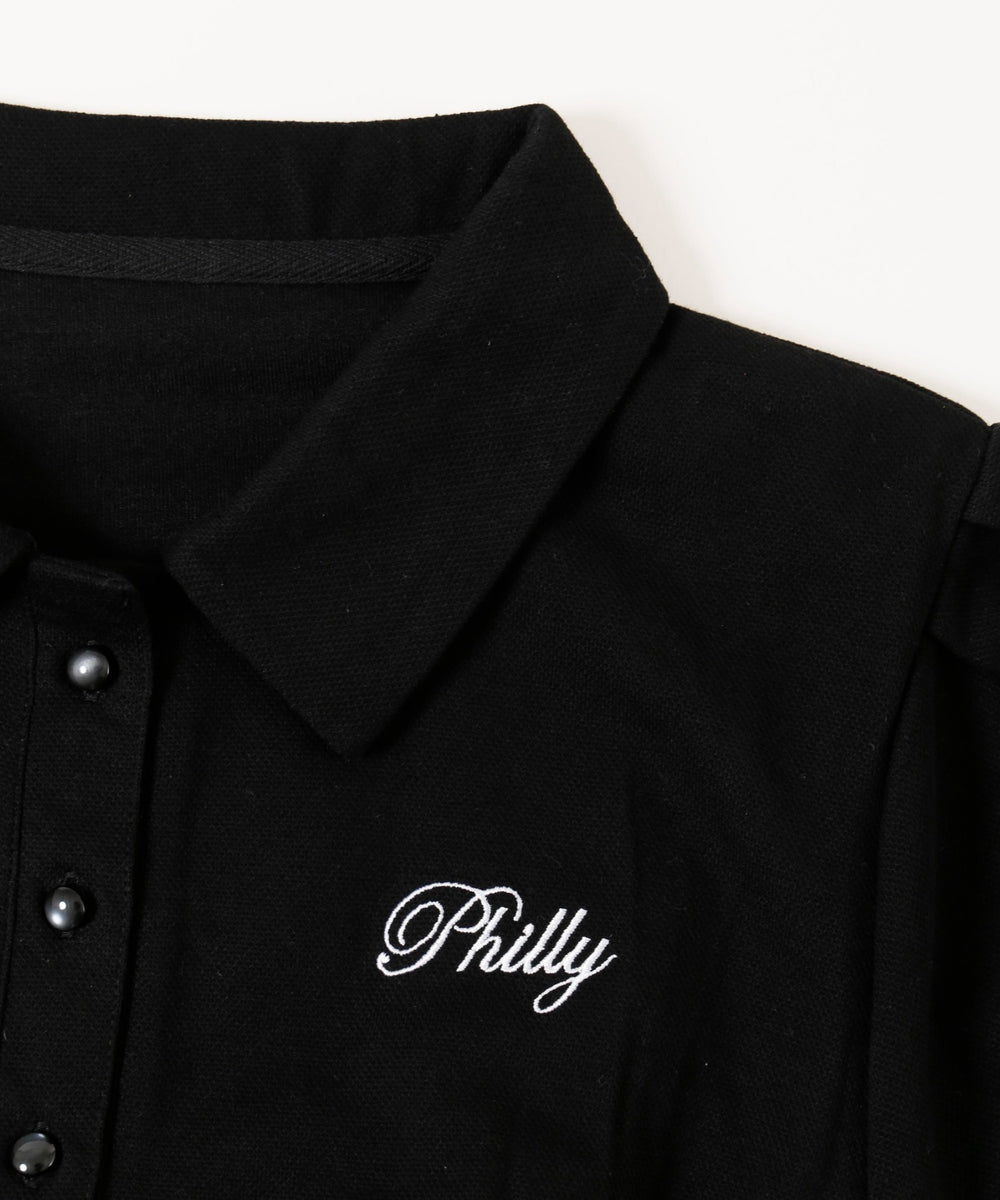 レースアップポロワンピース