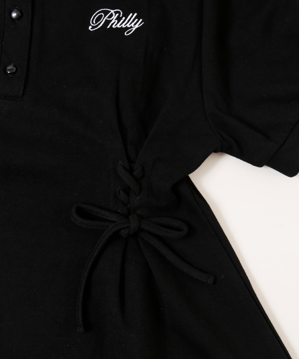 レースアップポロワンピース