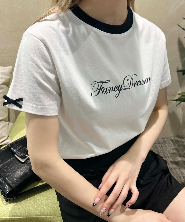 リボンポイントスリーブTシャツ