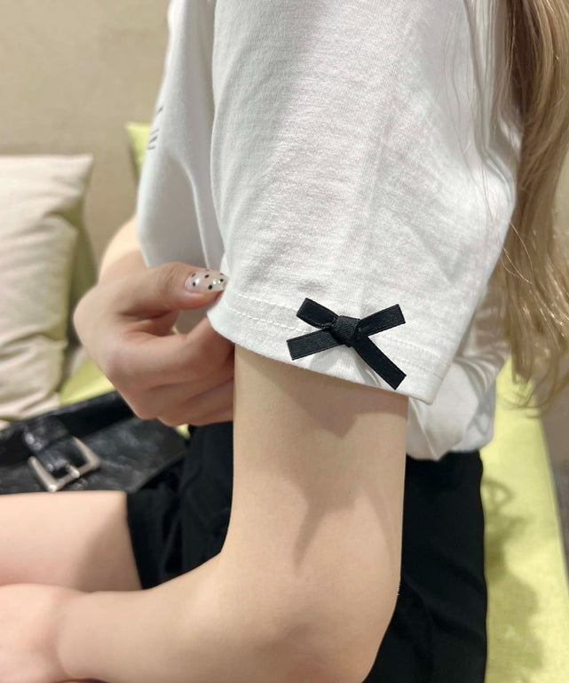 リボンポイントスリーブTシャツ
