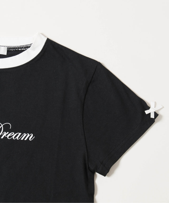 リボンポイントスリーブTシャツ