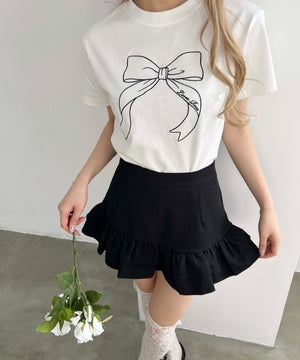 ビッグリボン刺繍Tシャツ