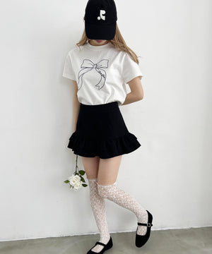 ビッグリボン刺繍Tシャツ