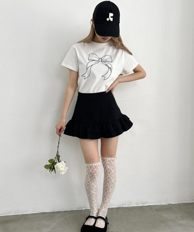 ビッグリボン刺繍Tシャツ