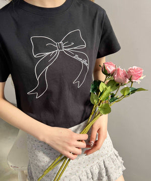 ビッグリボン刺繍Tシャツ