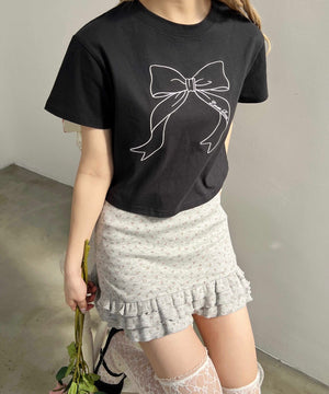 ビッグリボン刺繍Tシャツ