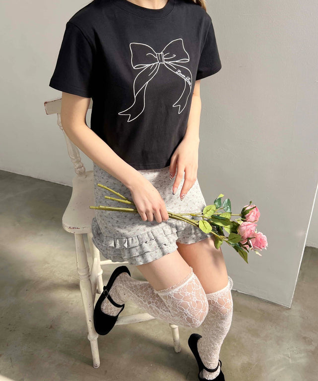 ビッグリボン刺繍Tシャツ