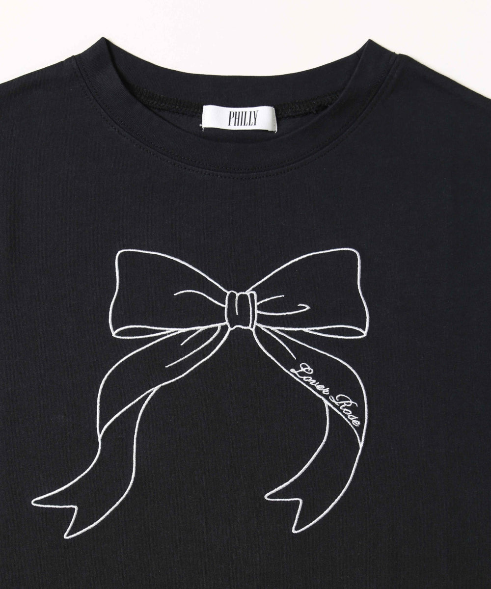 ビッグリボン刺繍Tシャツ