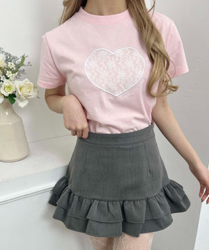 ハートレースワッペンTシャツ