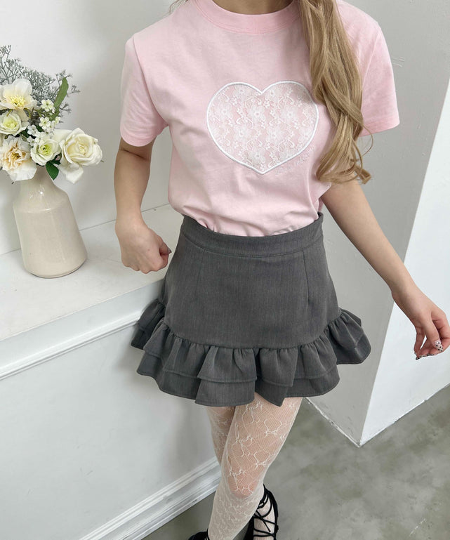 ハートレースワッペンTシャツ