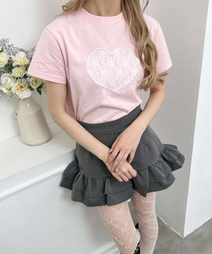 ハートレースワッペンTシャツ