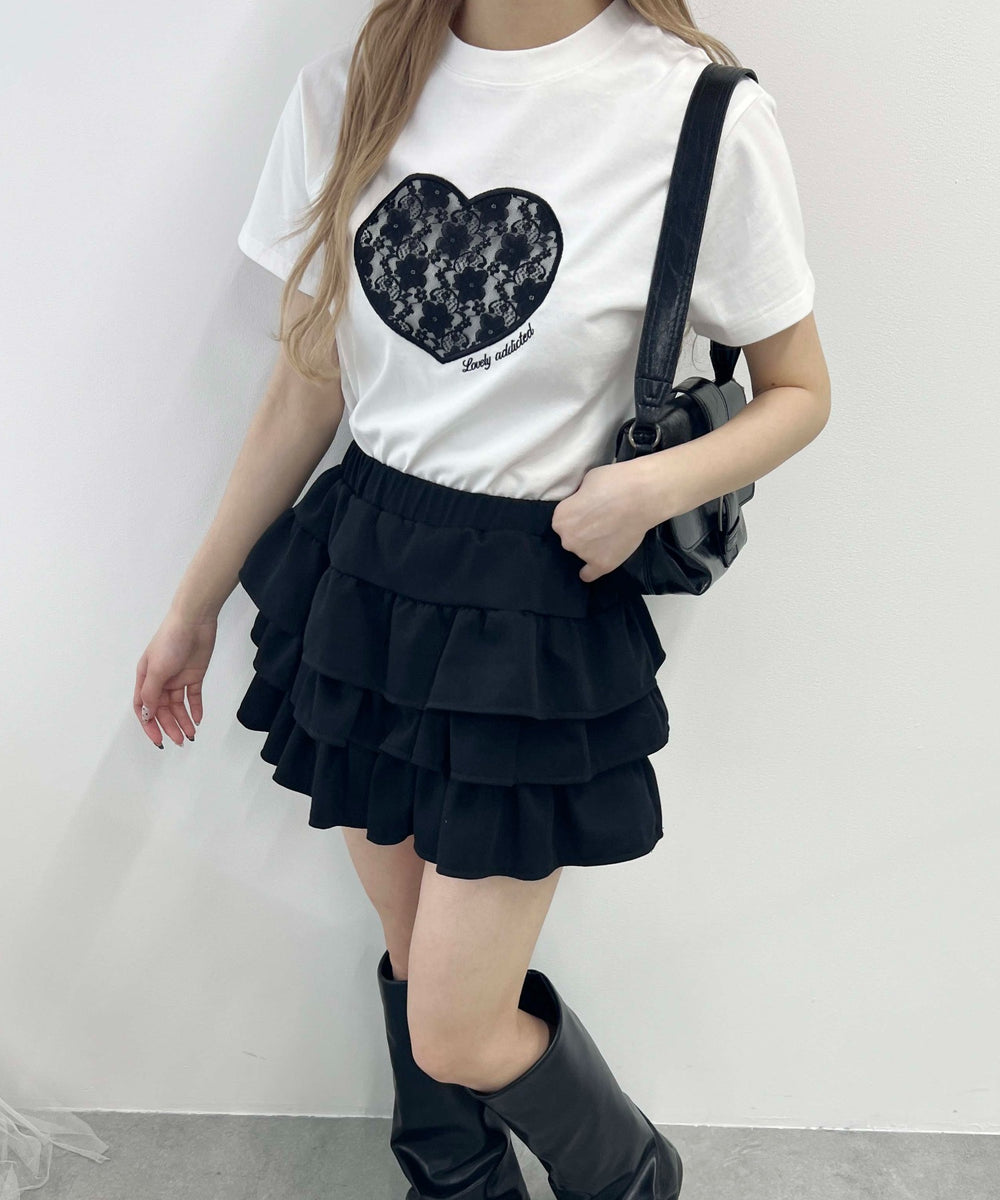 ハートレースワッペンTシャツ