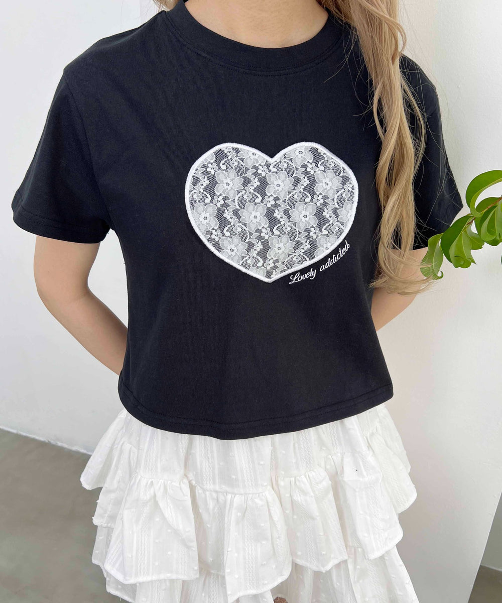 ハートレースワッペンTシャツ
