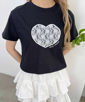 ハートレースワッペンTシャツ