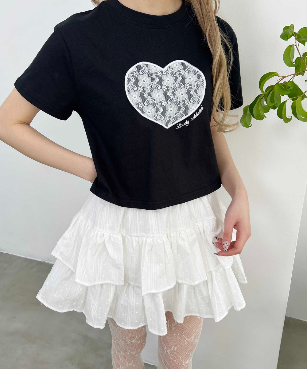 ハートレースワッペンTシャツ