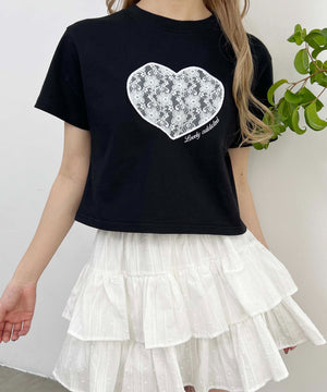 ハートレースワッペンTシャツ