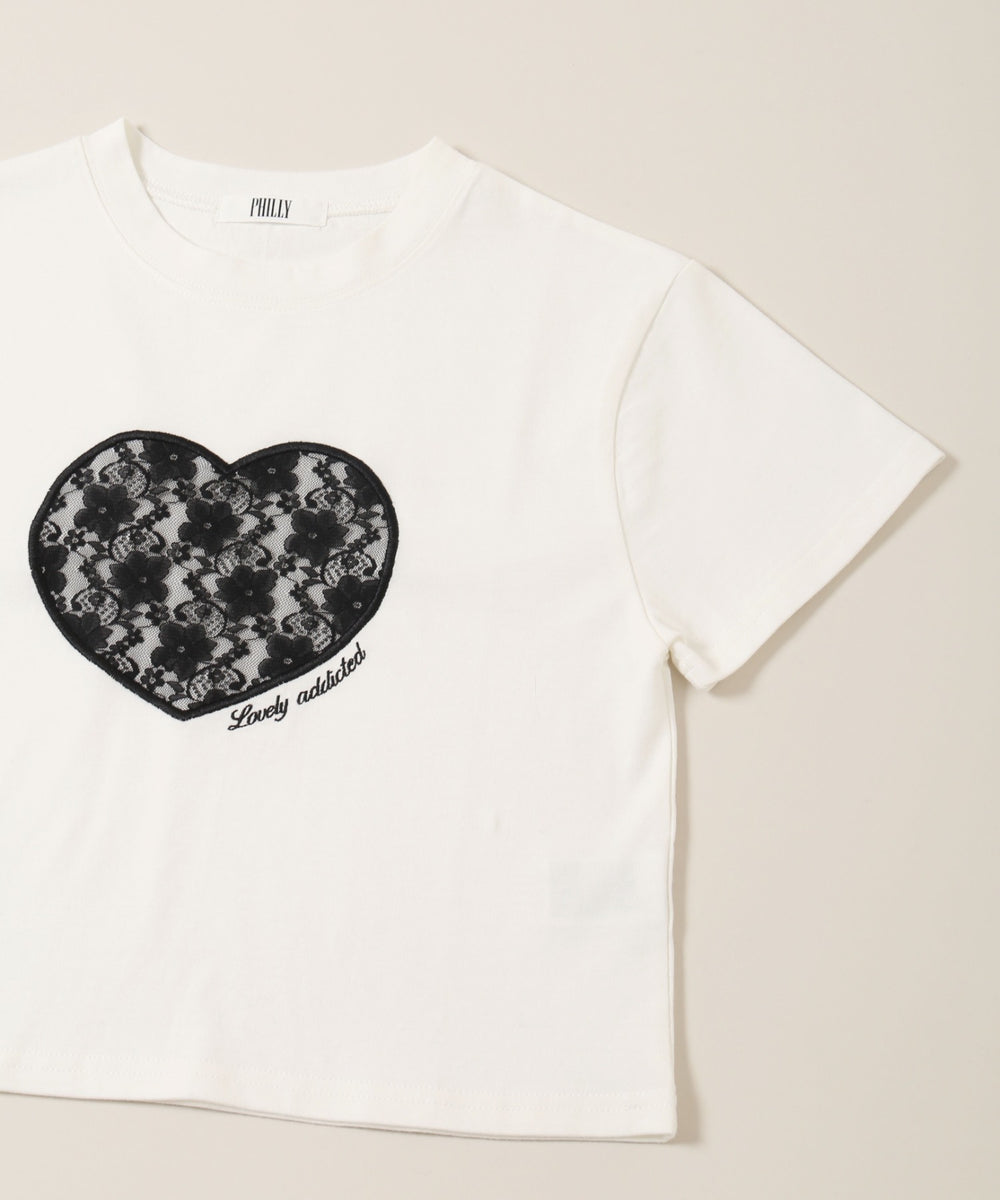 ハートレースワッペンTシャツ