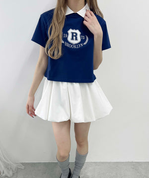 襟付きカレッジ刺繍Tシャツ