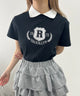 襟付きカレッジ刺繍Tシャツ